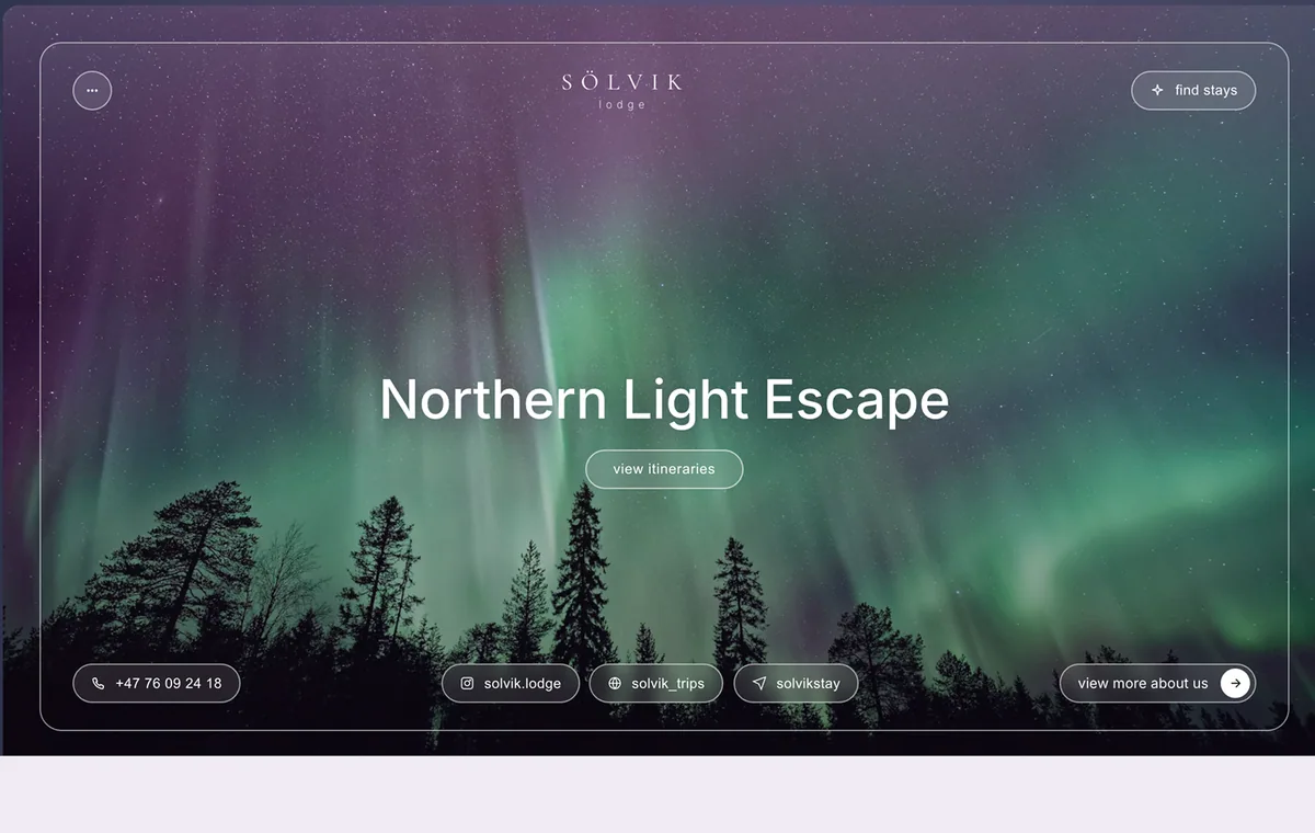 Sölvik Lodge — прототип сайта